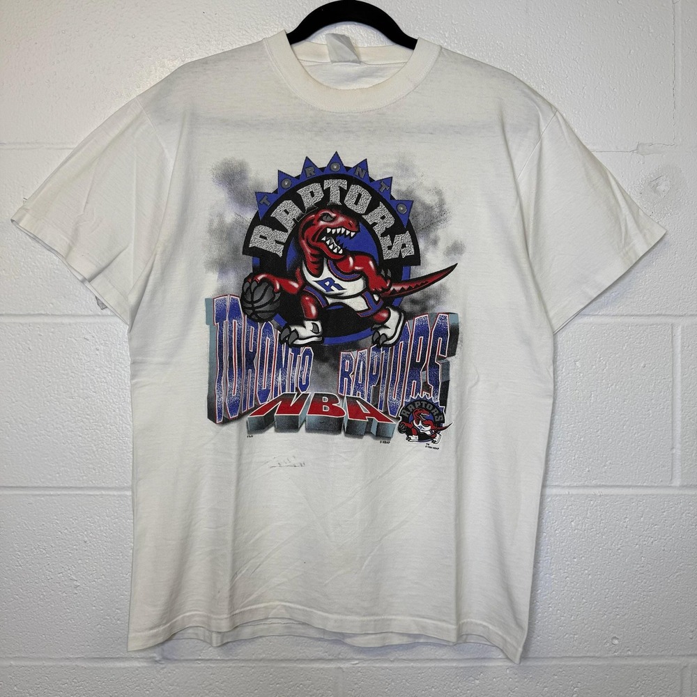 Vintage 90s Toronto Raptors NBA Basketball T-Shirt White Sz L